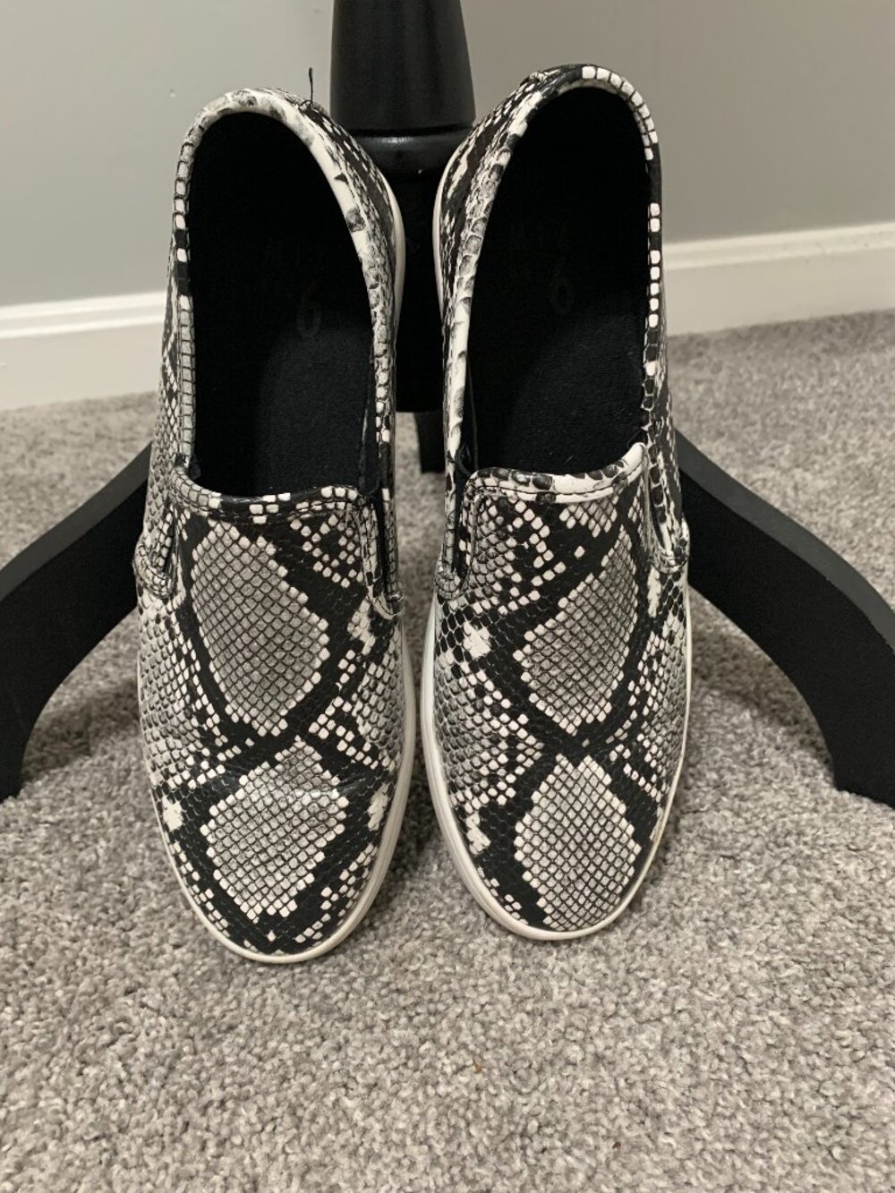 Black and White Snakeskin Sneakers